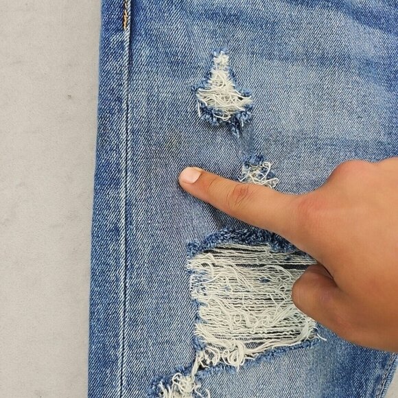 Custom Levi's Womens 33 Blue Distressed Front & Back Rhinestone Fringe Festival - Picture 8 of 16